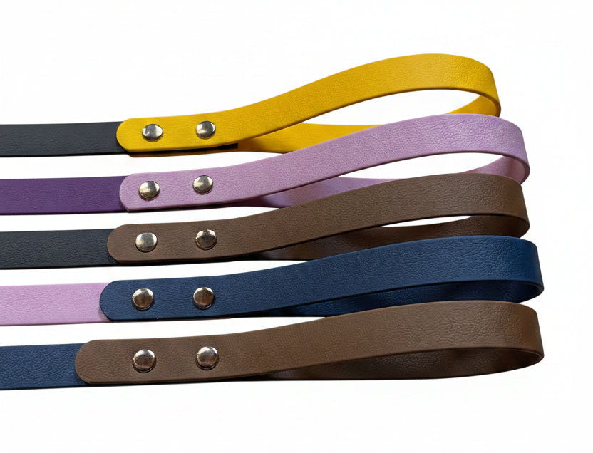Laisse pour chien bi-couleurs artisanale en PVC 20mm – 135 cm – Qimmi Gold