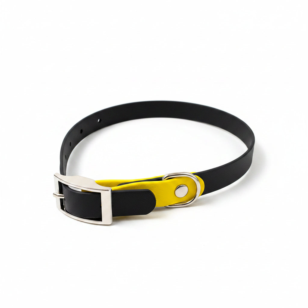 Collier pour chien bi-couleurs en pvc
Fabrication artisanale
Made in France
Collier chien Anti-odeur