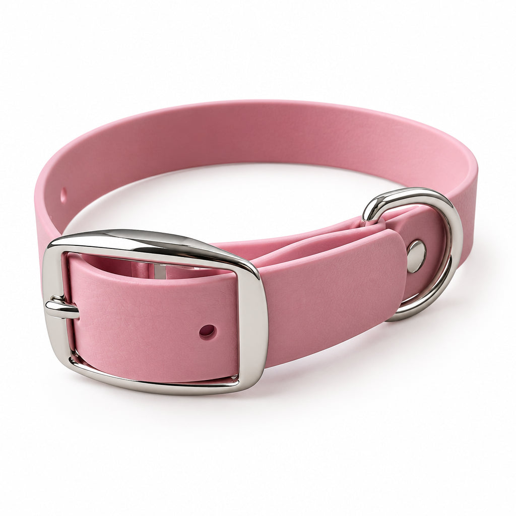collier rose chien biothane