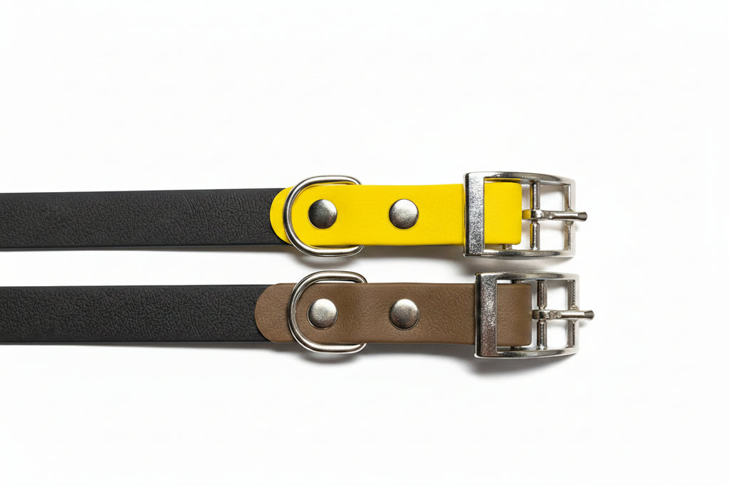 Collier pour chien bi-couleurs en pvc
Fabrication artisanale
Made in France
Collier chien Anti-odeur