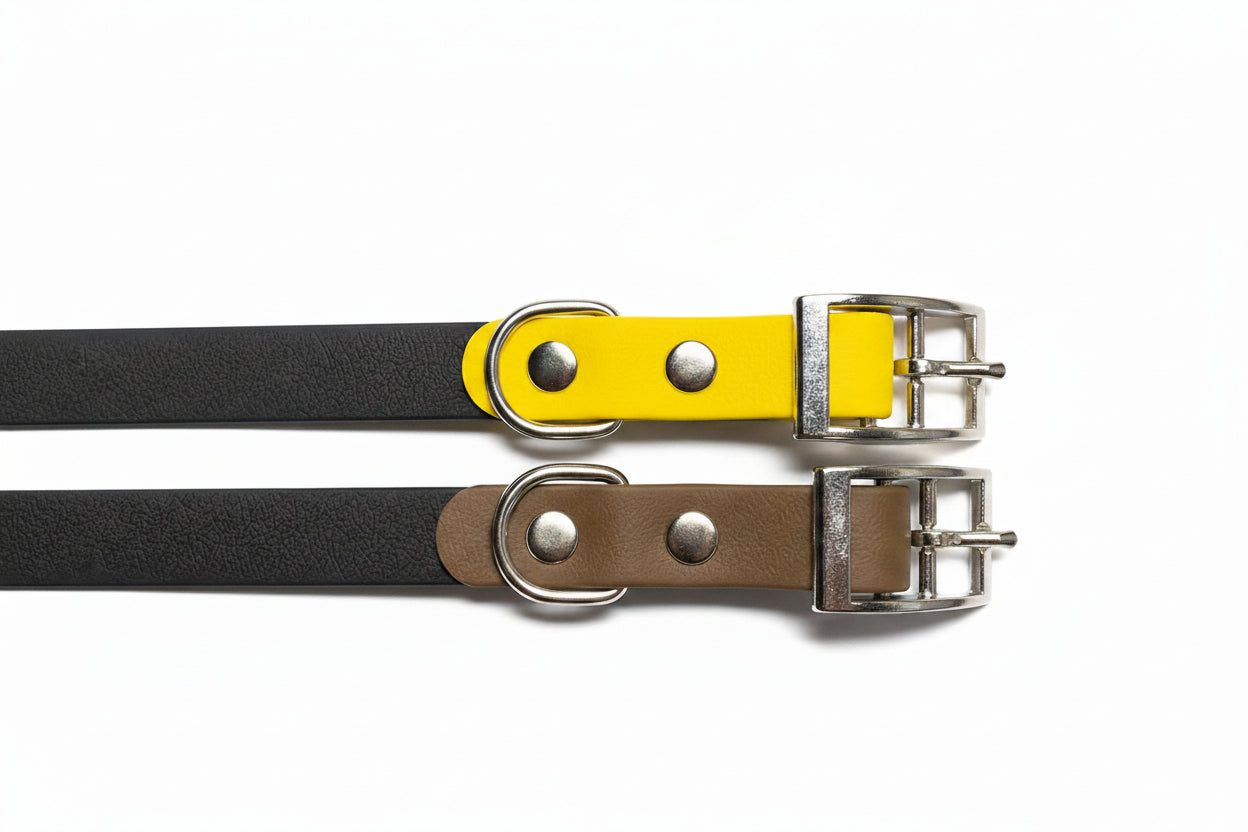 Collier pour chien bi-couleurs en pvc
Fabrication artisanale
Made in France
Collier chien Anti-odeur
