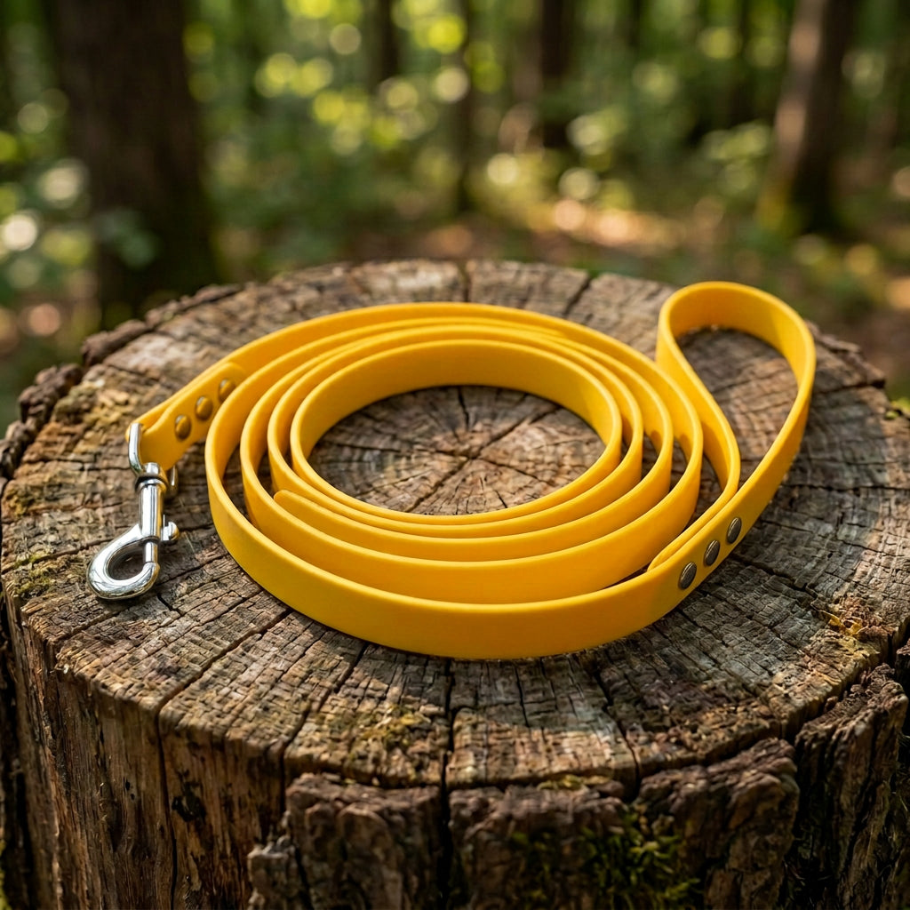 laisse chien jaune biothane
